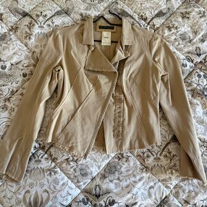 Plein Sud Beige Cropped Frayed-Edge Blazer